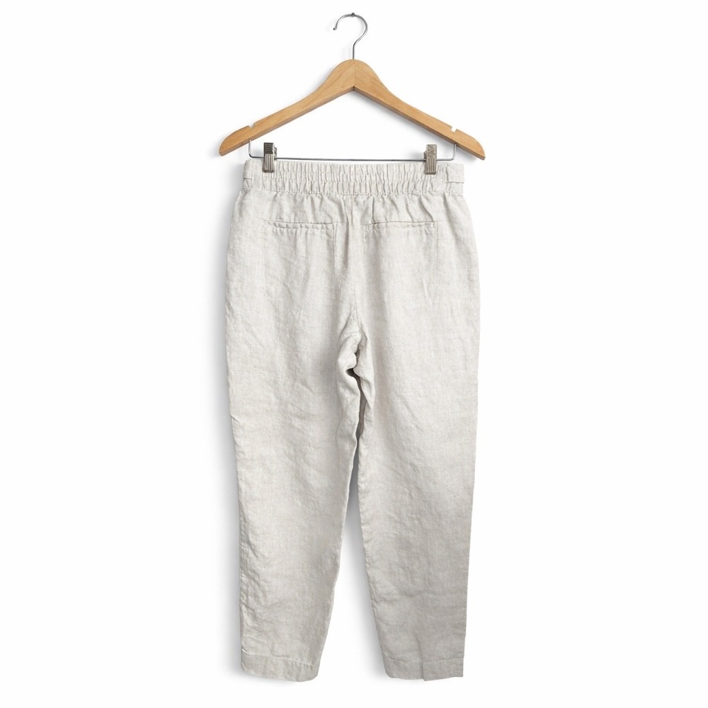 Athleta Women's Voyager 100% Linen High Rise Relaxed Ankle Pants Ivory Size 4 - Picture 3 of 7